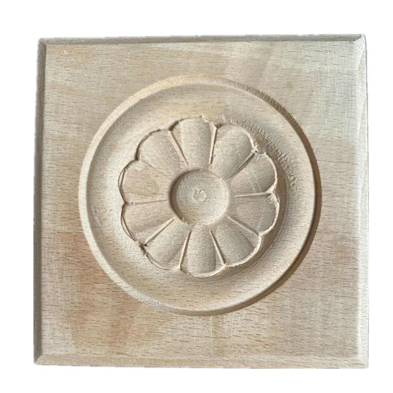 5-8cm Square Unpainted Wood Carved Decal Corner Onlay Applique Frame for Home Furniture Wall Cabinet Door Decor Craf